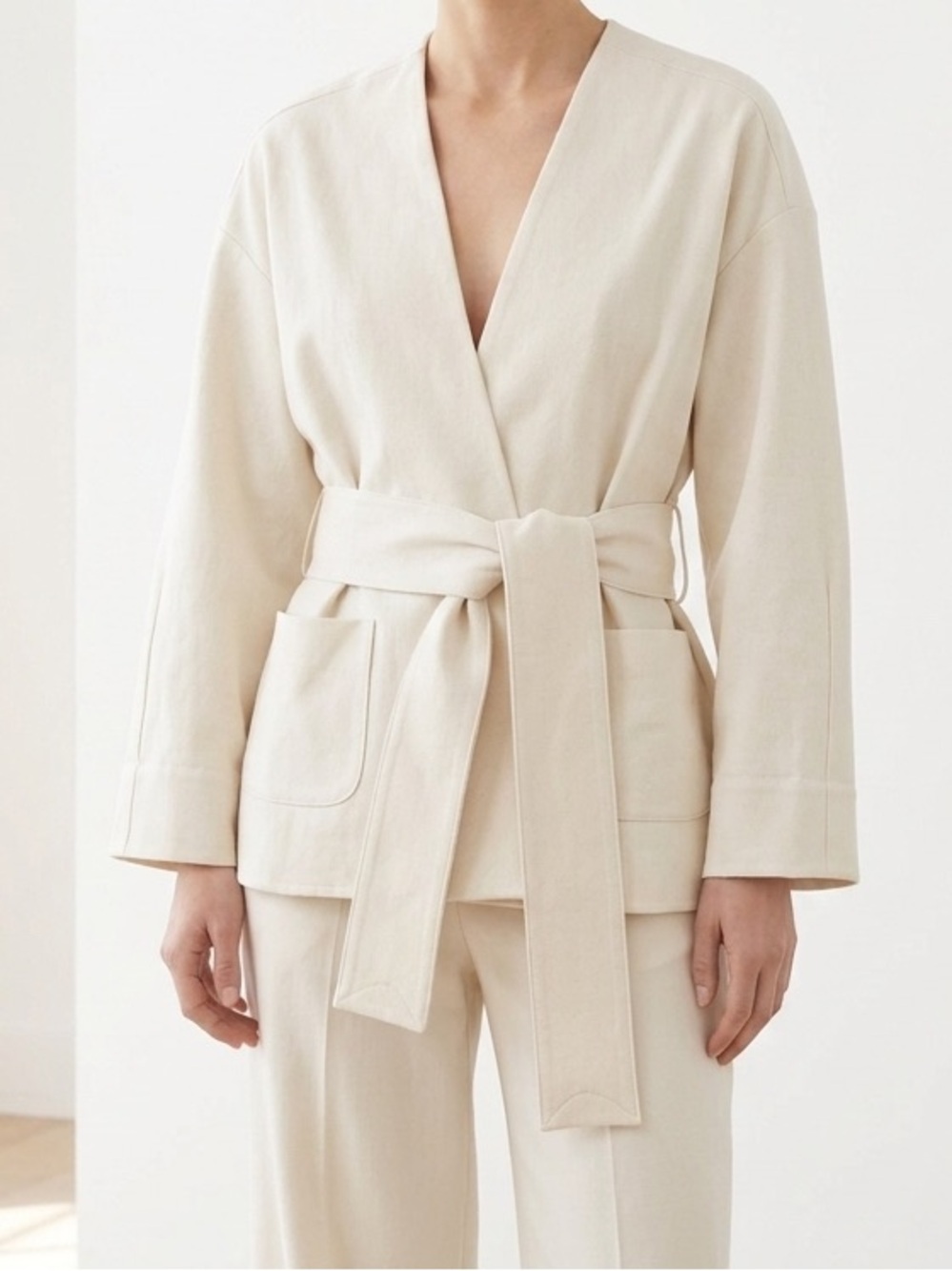 Kit and Ace Cream Wrap Belted Lounge Oversized Jacket XS